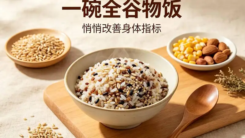 把米饭换成全谷物后，这些指标都变好了！