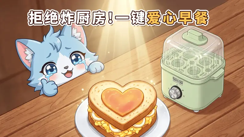 早餐神器！四档控温蒸蛋煎烤还能免看管！