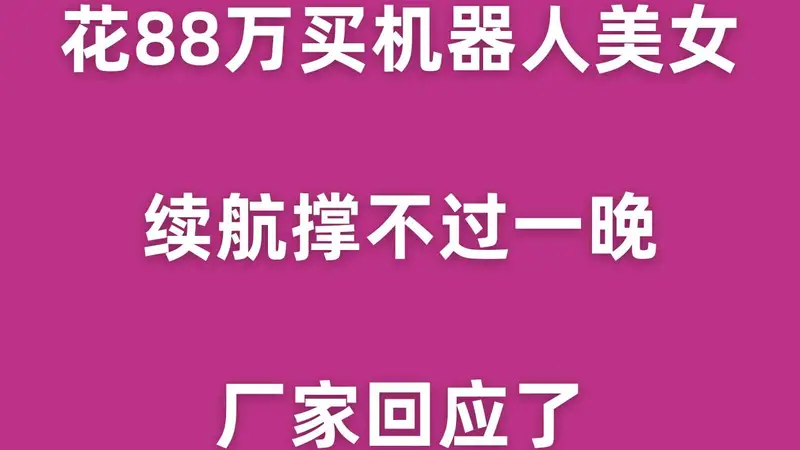 花88万买机器人美女，续航撑不过一晚