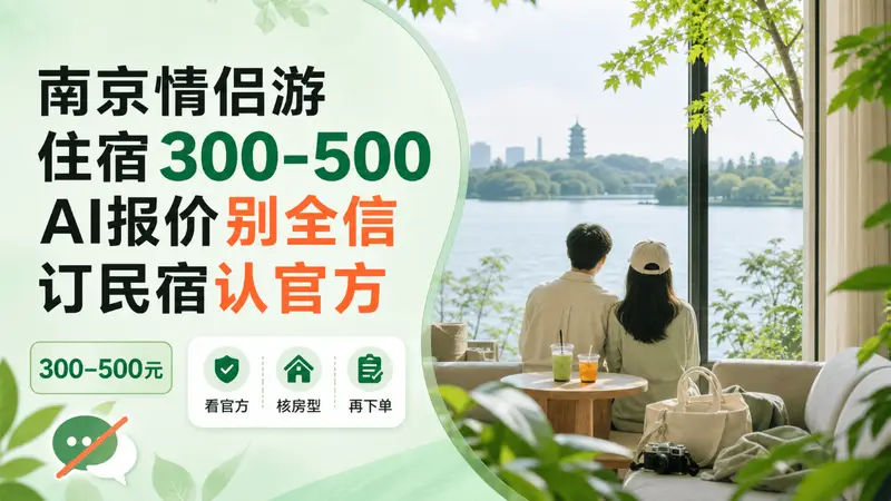 南京情侣游住宿300-500，AI报价别全信，订民宿认官方