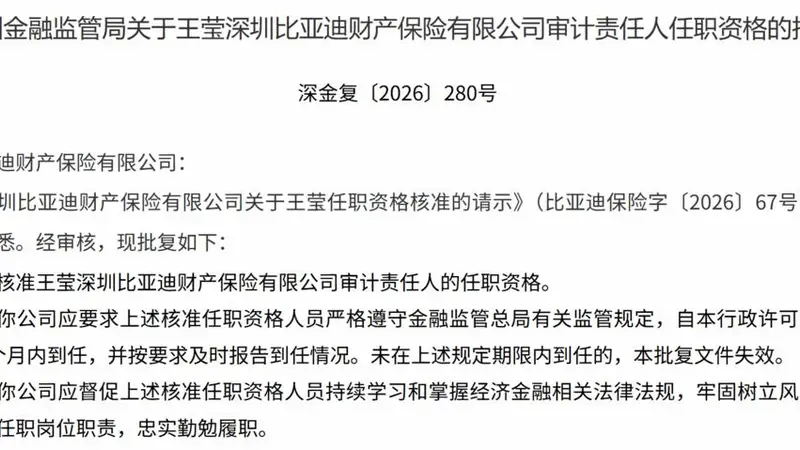 比亚迪财险审计责任人落定!上半年净利暴涨282%,但承保亏损