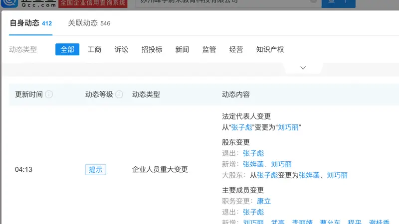 张雪峰女儿接手三家公司 妻子出任峰学蔚来董事