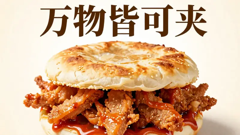 蚌埠烧饼夹里脊万物皆可夹，刷上甜辣酱，学生党最爱