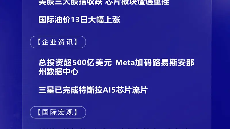 7月14日国际晨讯丨美股芯片板块遭遇重挫 日韩股市双双低开