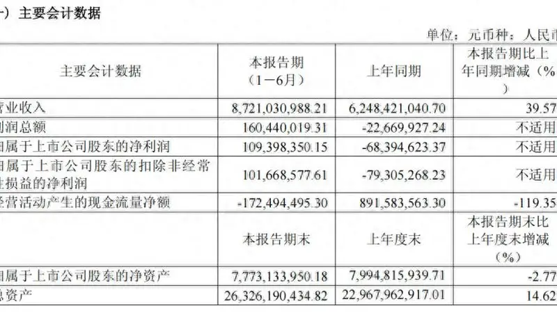 容百科技上半年扭亏为盈 营收增长39.57%但经营现金流净额大幅下降