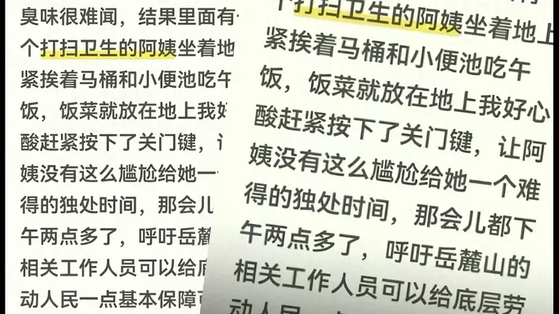 保洁阿姨“自愿”在厕所吃饭，比“被迫”更让人心酸丨中听