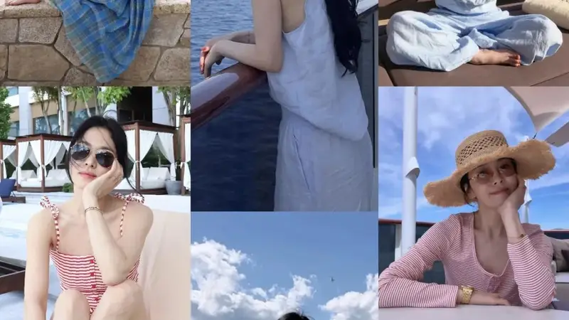 宋慧乔长发+连衣裙清爽松弛!最近度假私服太美了吧,这5套梦回步步高广告