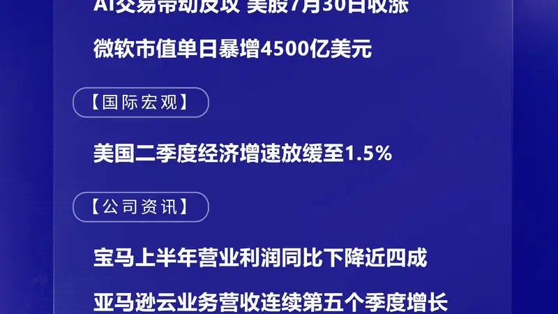 7月31日环球财经风：城间脉动里看全球金融新动向